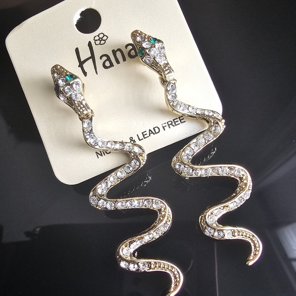 Goldtone Snake Dangle Earrings